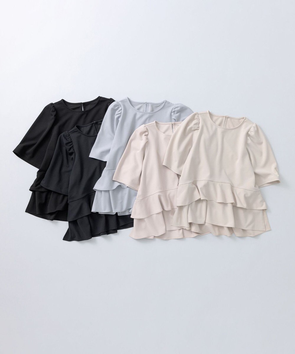 組曲 L 【接触冷感・吸湿・UVカット】ジョーゼットジャージーフリルブラウス 