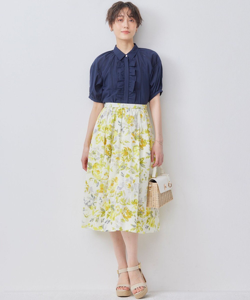 組曲 S スプレーローズプリント フレアスカート 