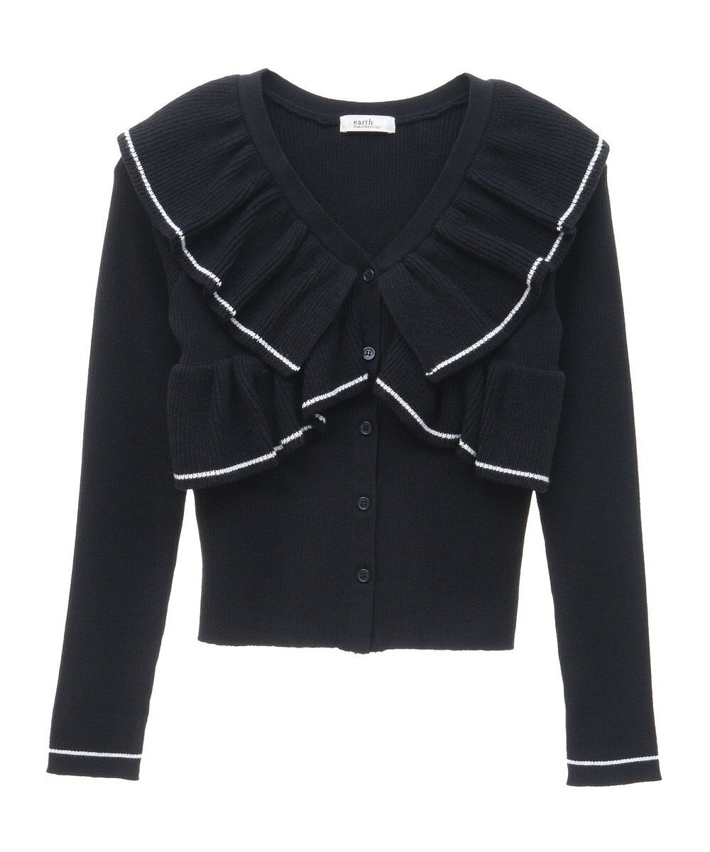 earth music&ecology Ｖネックフリルニットカーディガン 