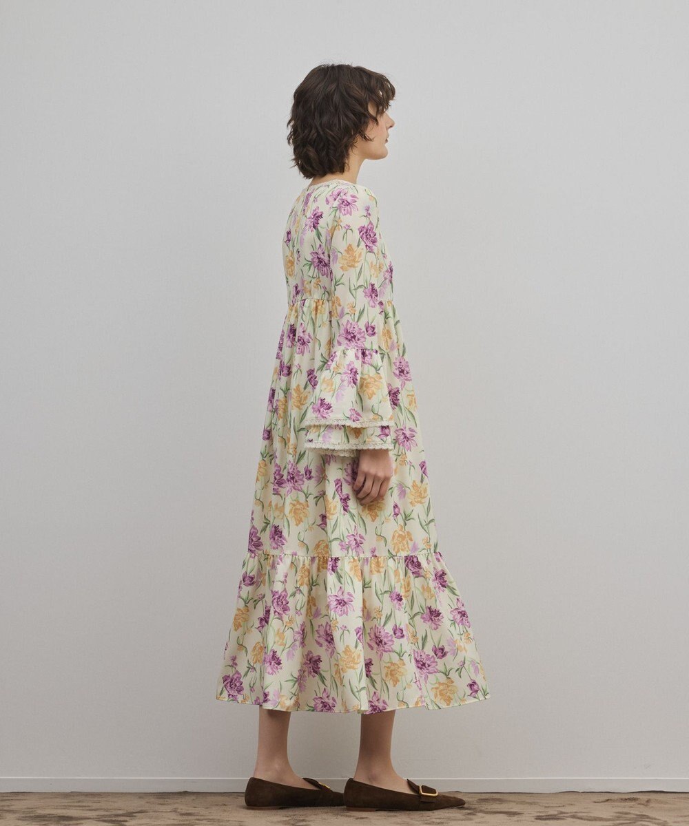 GRACE CONTINENTAL ボタニカルプリントティアードワンピース 