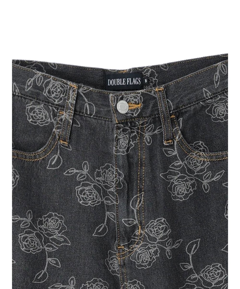 Green Parks ・Ｄｏｕｂｌｅ　Ｆｌａｇｓ　フラワー抜染ストレートデニム 