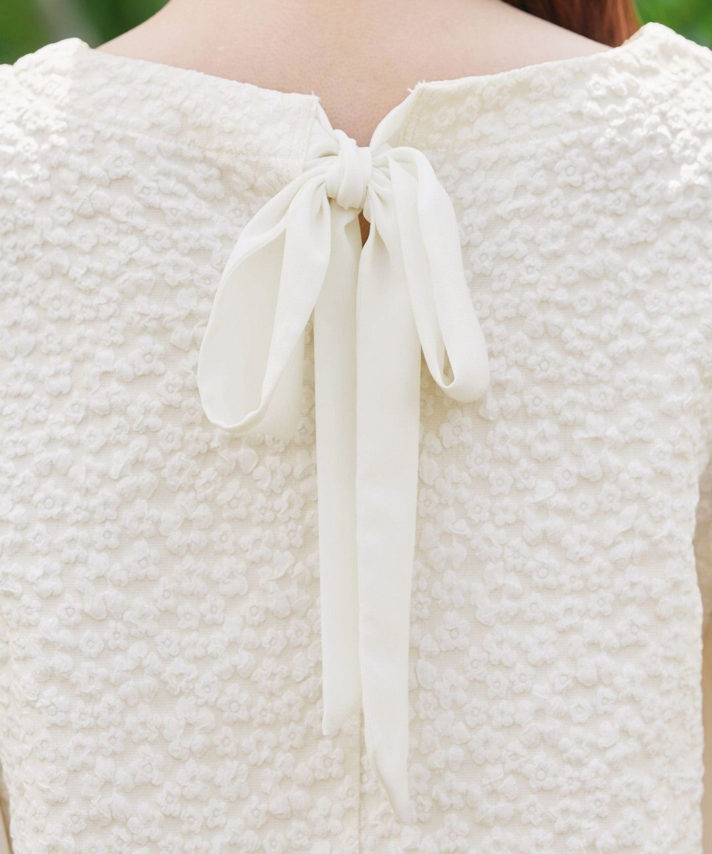 Tiaclasse L 【洗える】フラワーJQ袖シフォンチュニック 