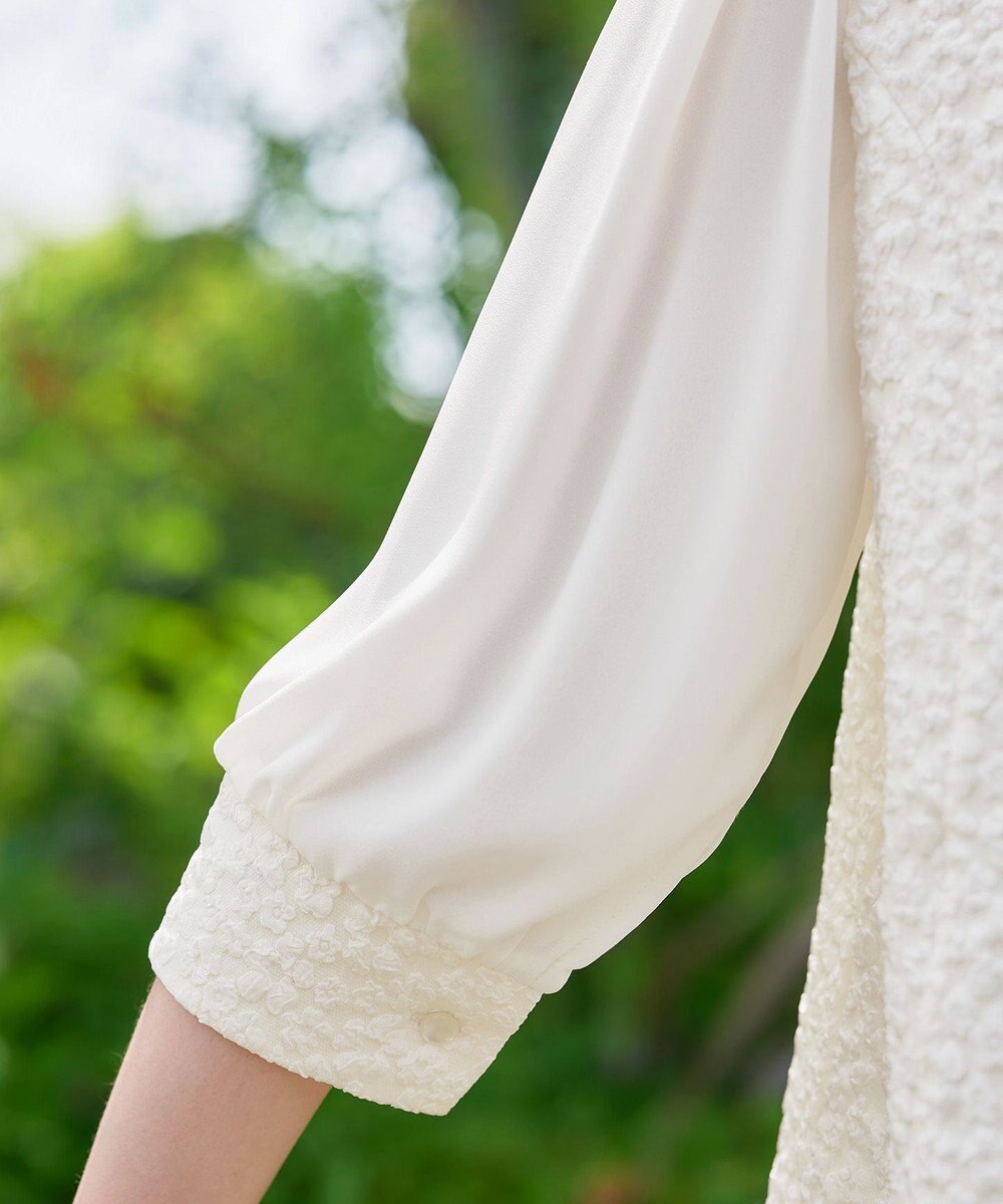 Tiaclasse L 【洗える】フラワーJQ袖シフォンチュニック 