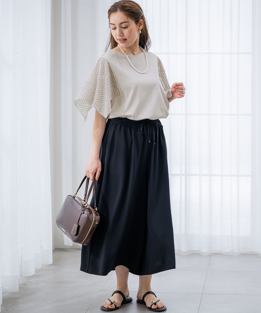 23区 L 【Lサイズ限定/洗える】スカーフプリントコンビ スリーブデザイン カットソー 