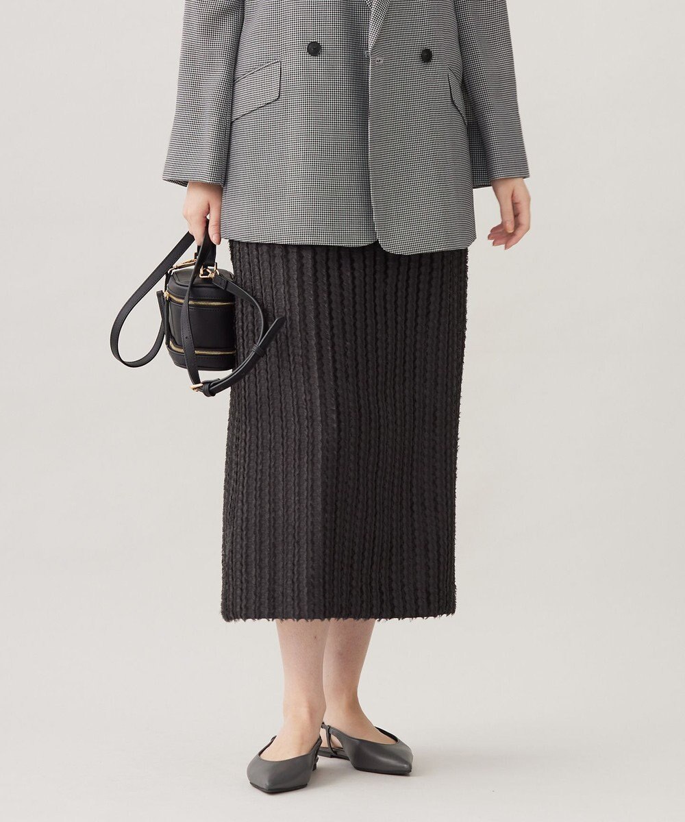 自由区 【セットアップ対応・洗える】フリンジジャガード スカート 