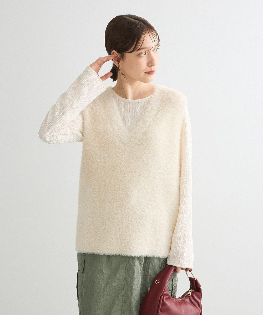 Green Parks シャギーＶネックニットベスト 