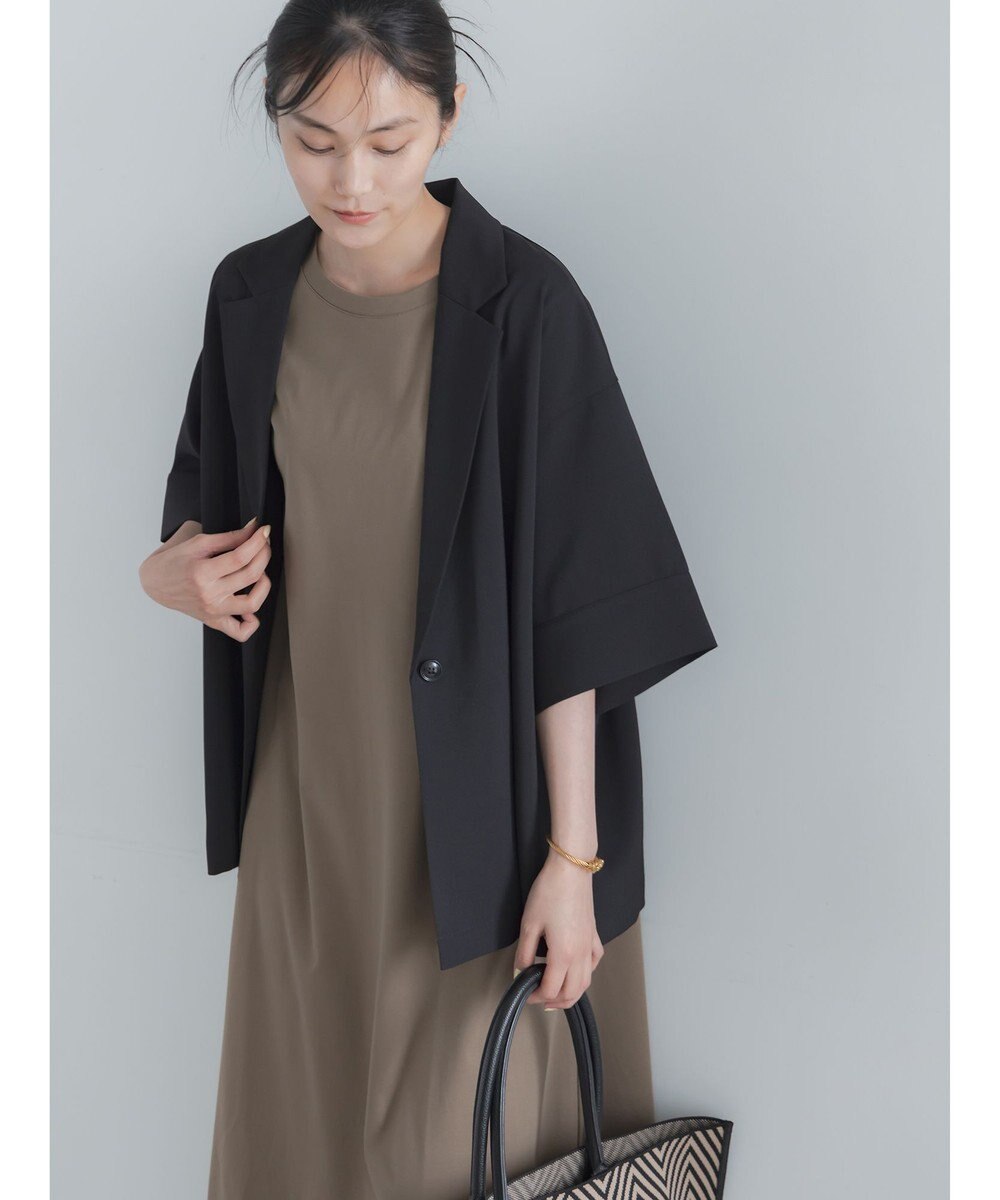 Te chichi 麻調ハーフスリーブジャケット 
