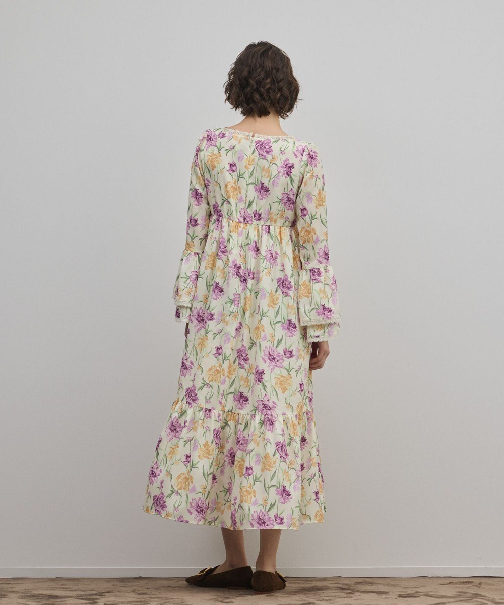 GRACE CONTINENTAL ボタニカルプリントティアードワンピース 