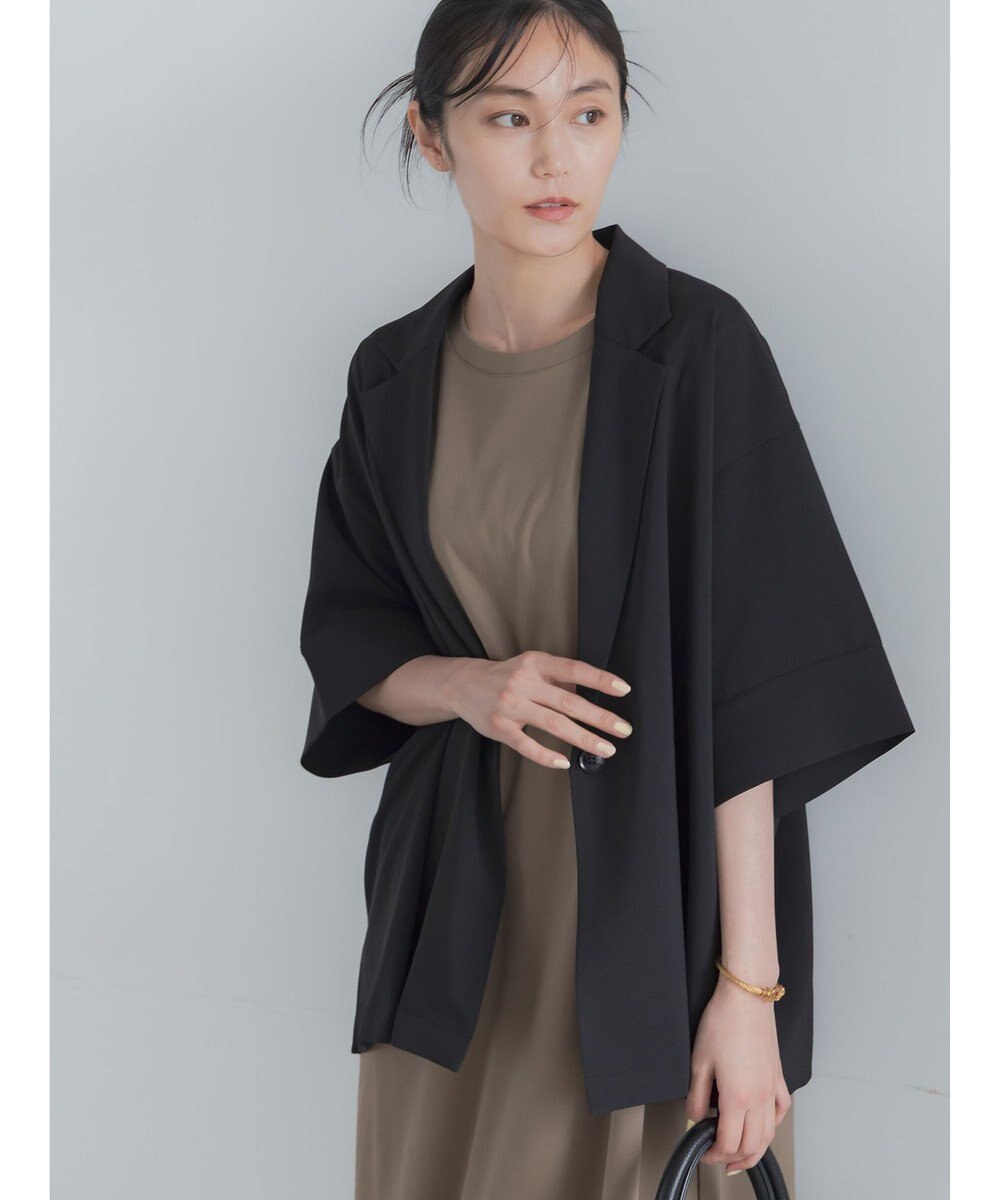 Te chichi 麻調ハーフスリーブジャケット 