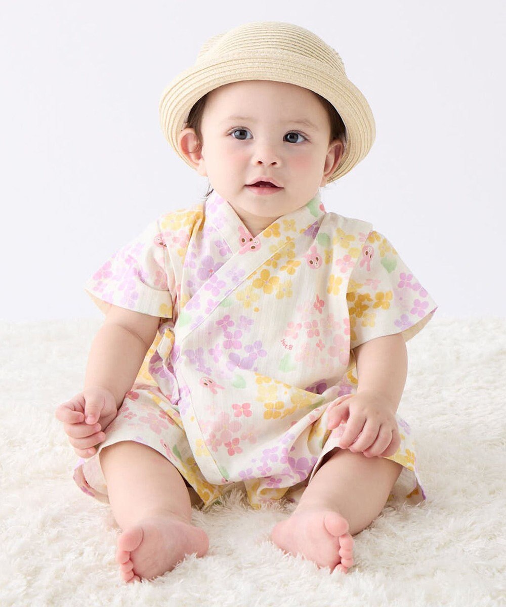 MIKI HOUSE HOT BISCUITS 【60-80cm】総柄 甚平オール 