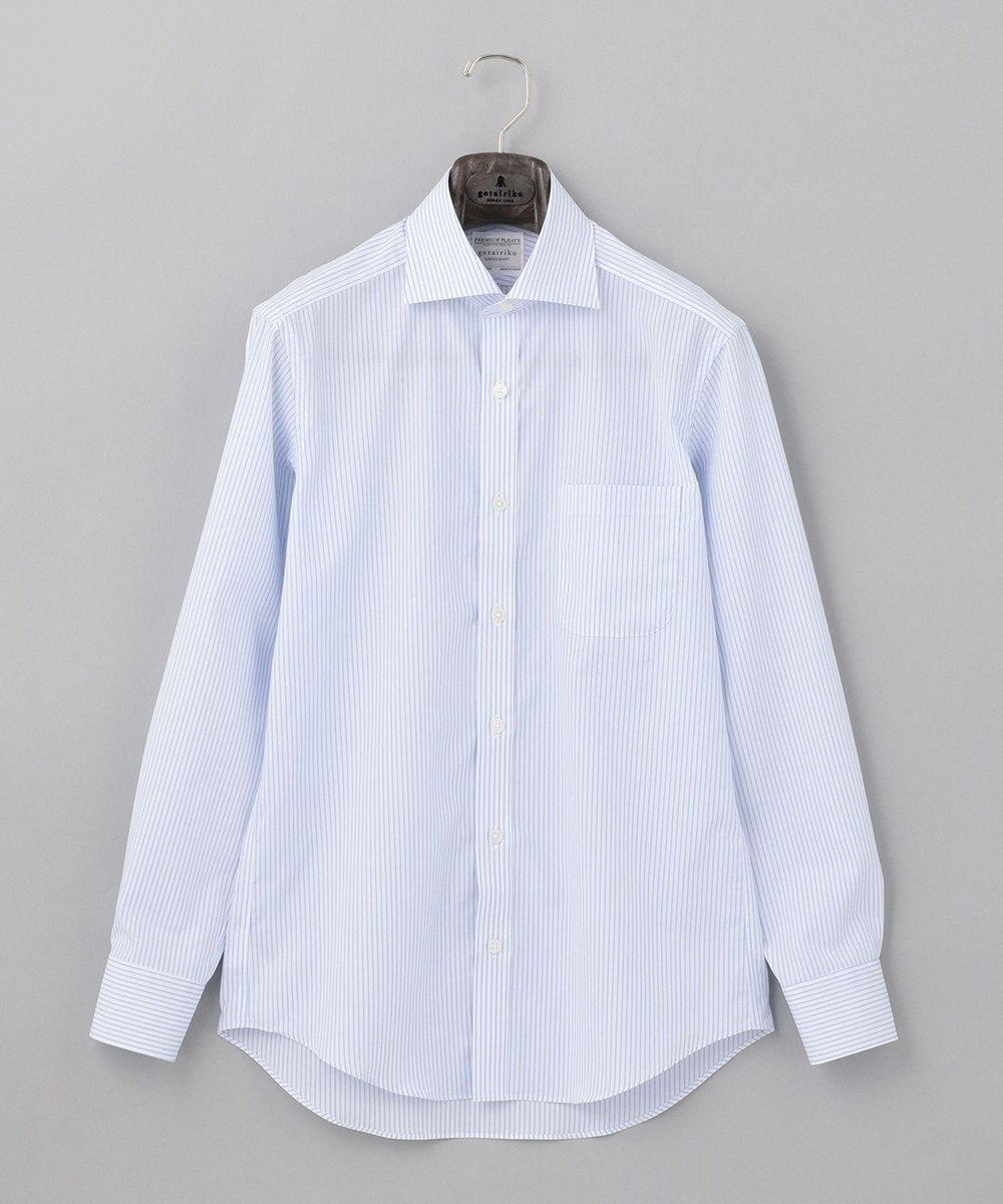 GOTAIRIKU 【形態安定】プレミアムプリーツシャツ_ワイドカラーストライプ 