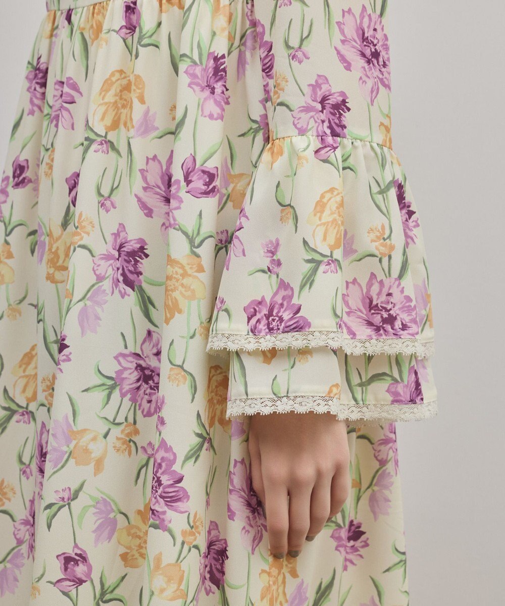 GRACE CONTINENTAL ボタニカルプリントティアードワンピース 