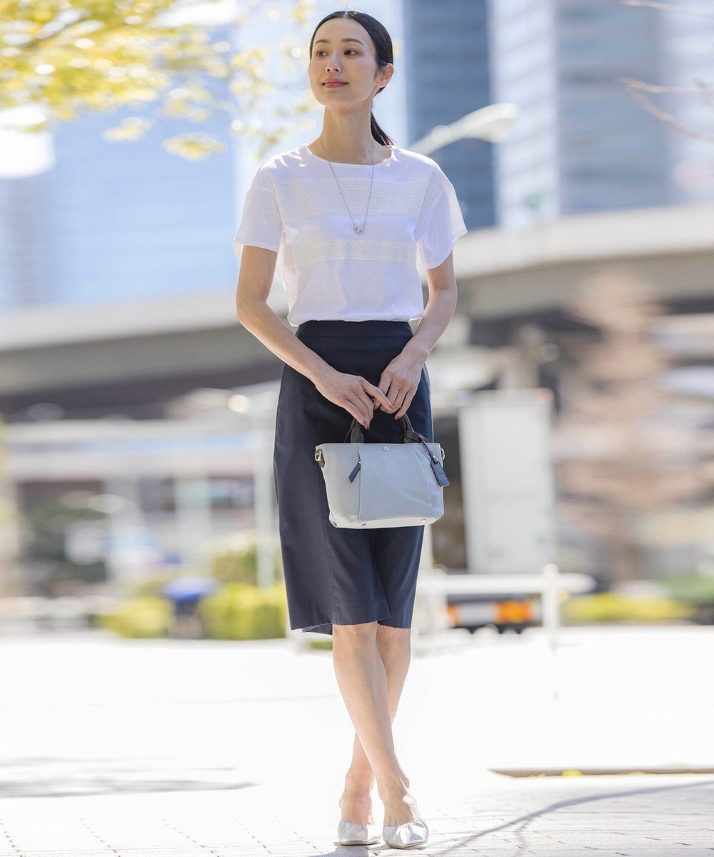 J.PRESS LADIES 【セットアップ対応・洗える・撥水・防汚】コットンFITTYシャーク スカート 