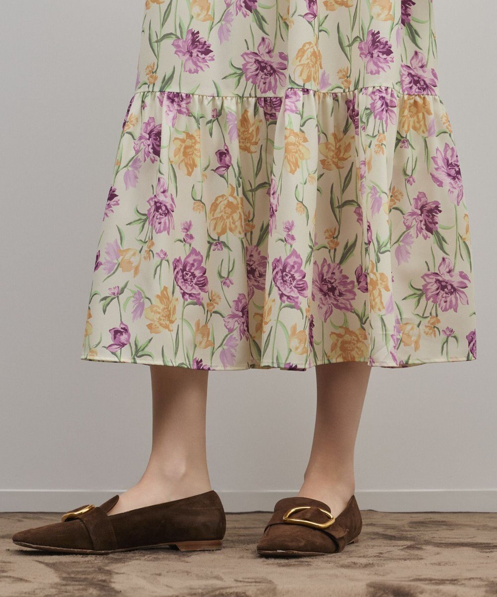 GRACE CONTINENTAL ボタニカルプリントティアードワンピース 