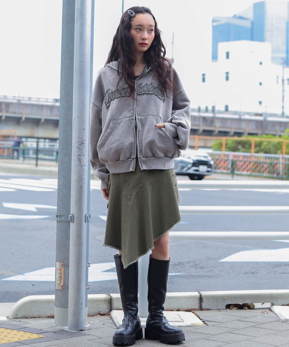 WEGO 【ユニセックス着用ITEM/MLサイズ展開】ショートグラフィックZIPパーカー 