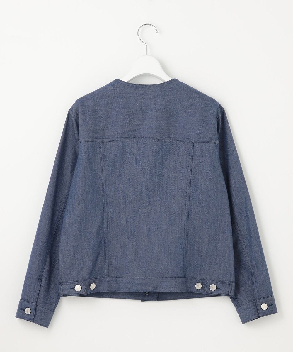 J.PRESS LADIES 【洗える】セルロースシャンブレー ノーカラー デニム ジャケット 