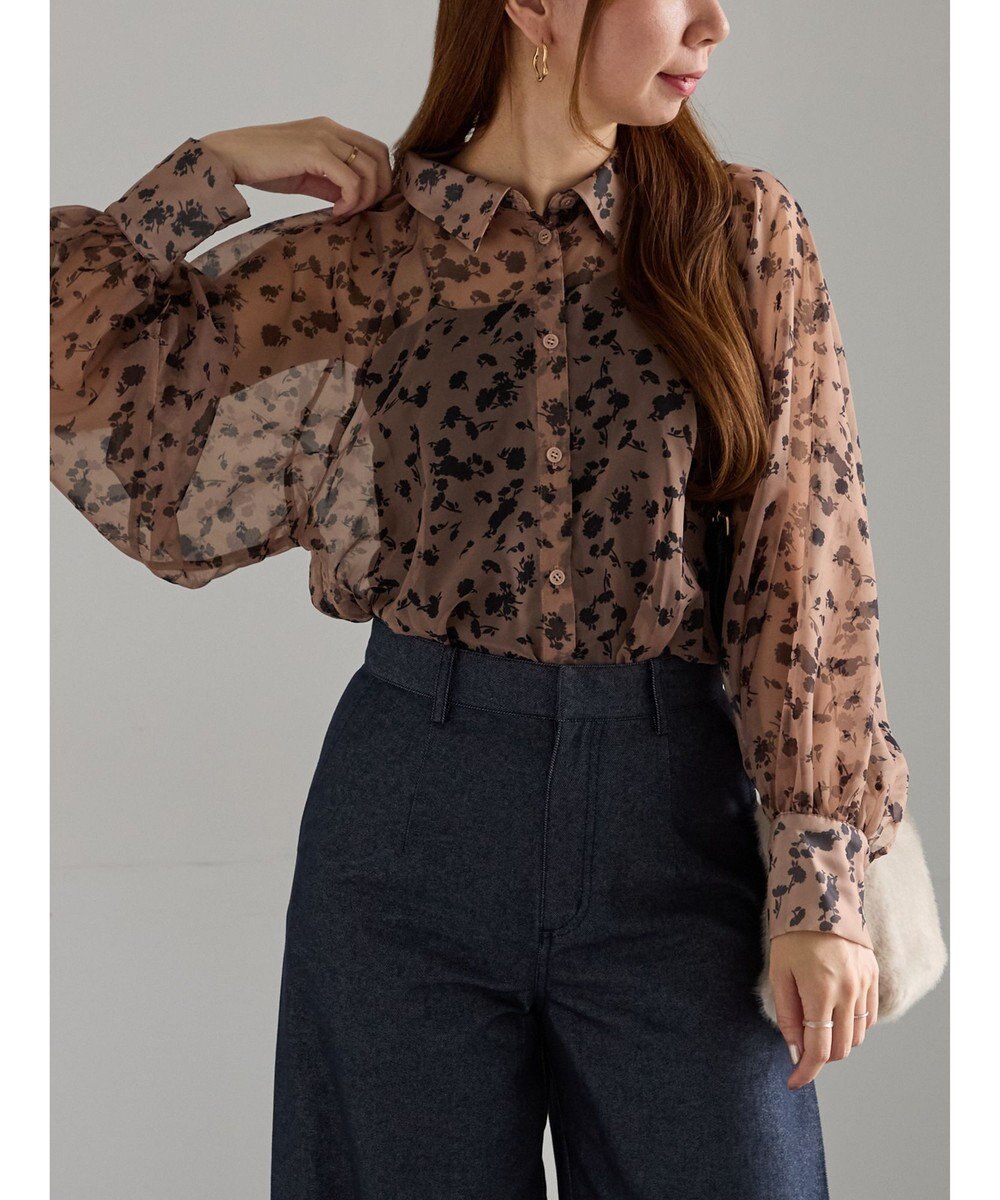 Te chichi シアーフラワーボリュームスリーブブラウス 