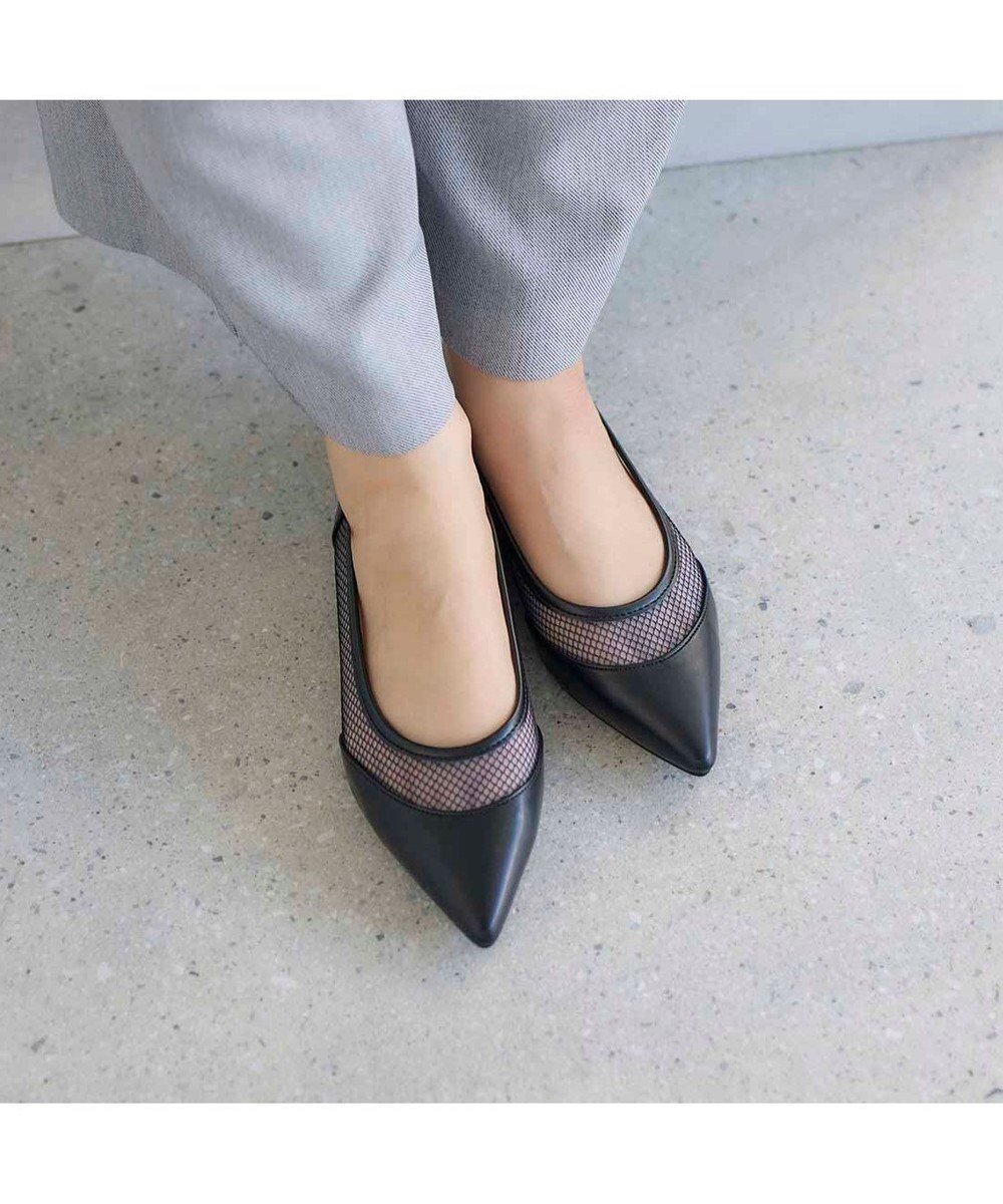 MODE ET JACOMO <carino>【レイン対応】メッシュポインテッドトゥパンプス 