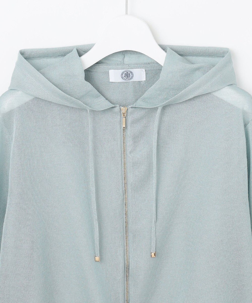 J.PRESS LADIES L 【洗える】シアーライトニット パーカー 