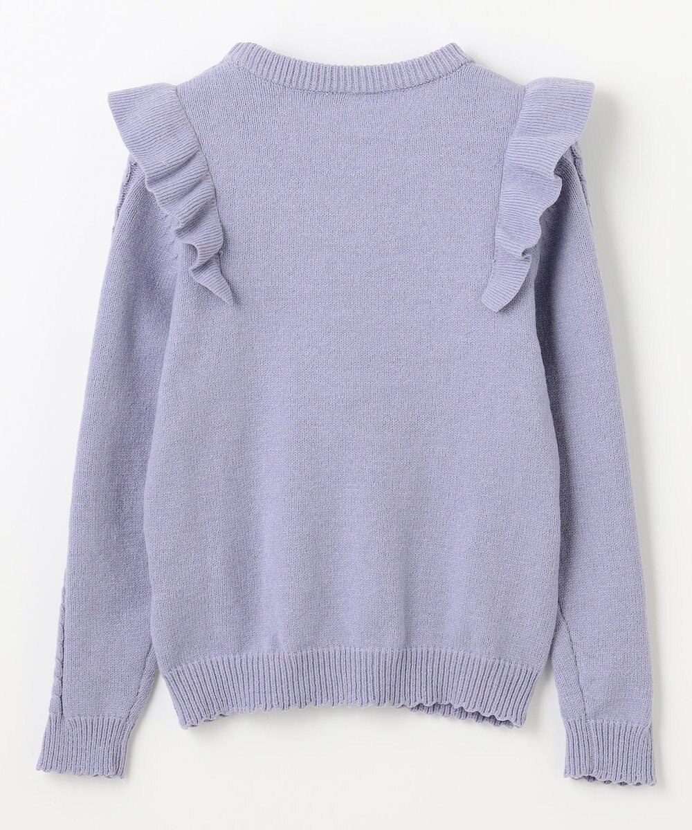 ANY KIDS 肩フリルハートケーブルニット 