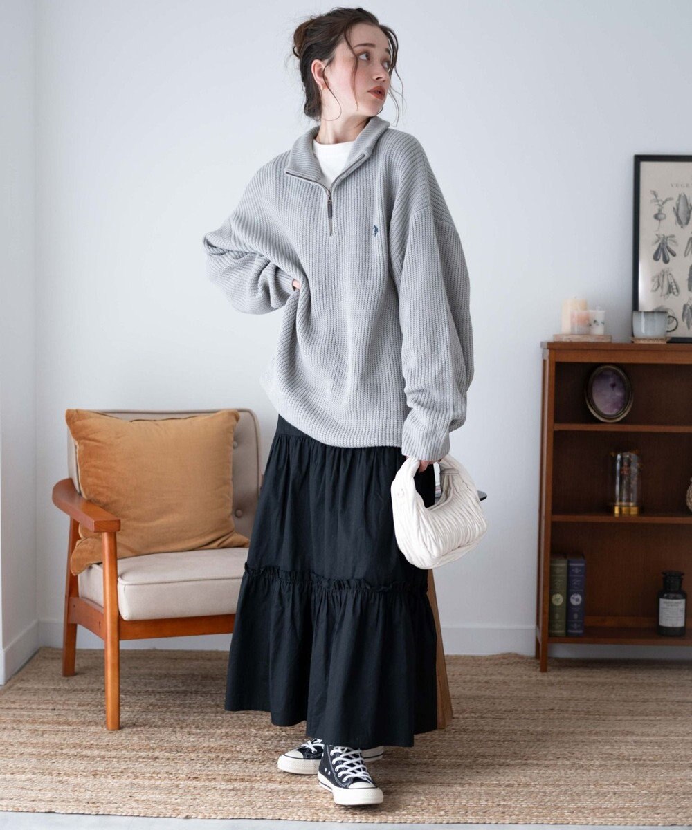 WEGO U.S. POLO ASSN.|別注畔編みハーフジップセーター 