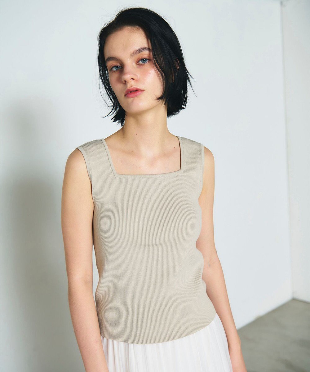 GRACE CONTINENTAL スクエアリブニットトップ 