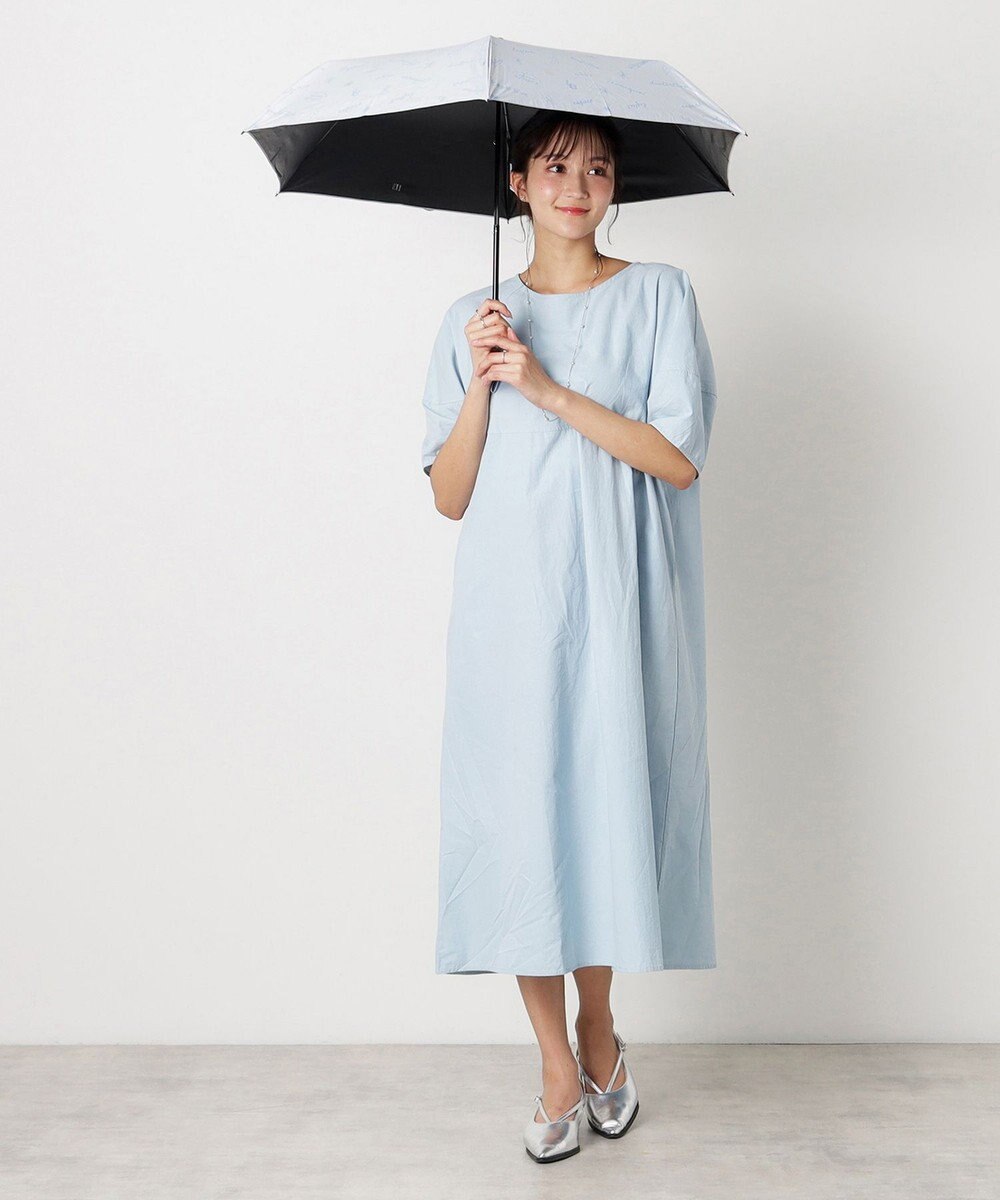 MOONBAT 【一級遮光/晴雨兼用】LANVIN en Bleu (ランバン オン ブルー) 折りたたみ日傘 ラインドローイング 遮光 遮熱 UV 