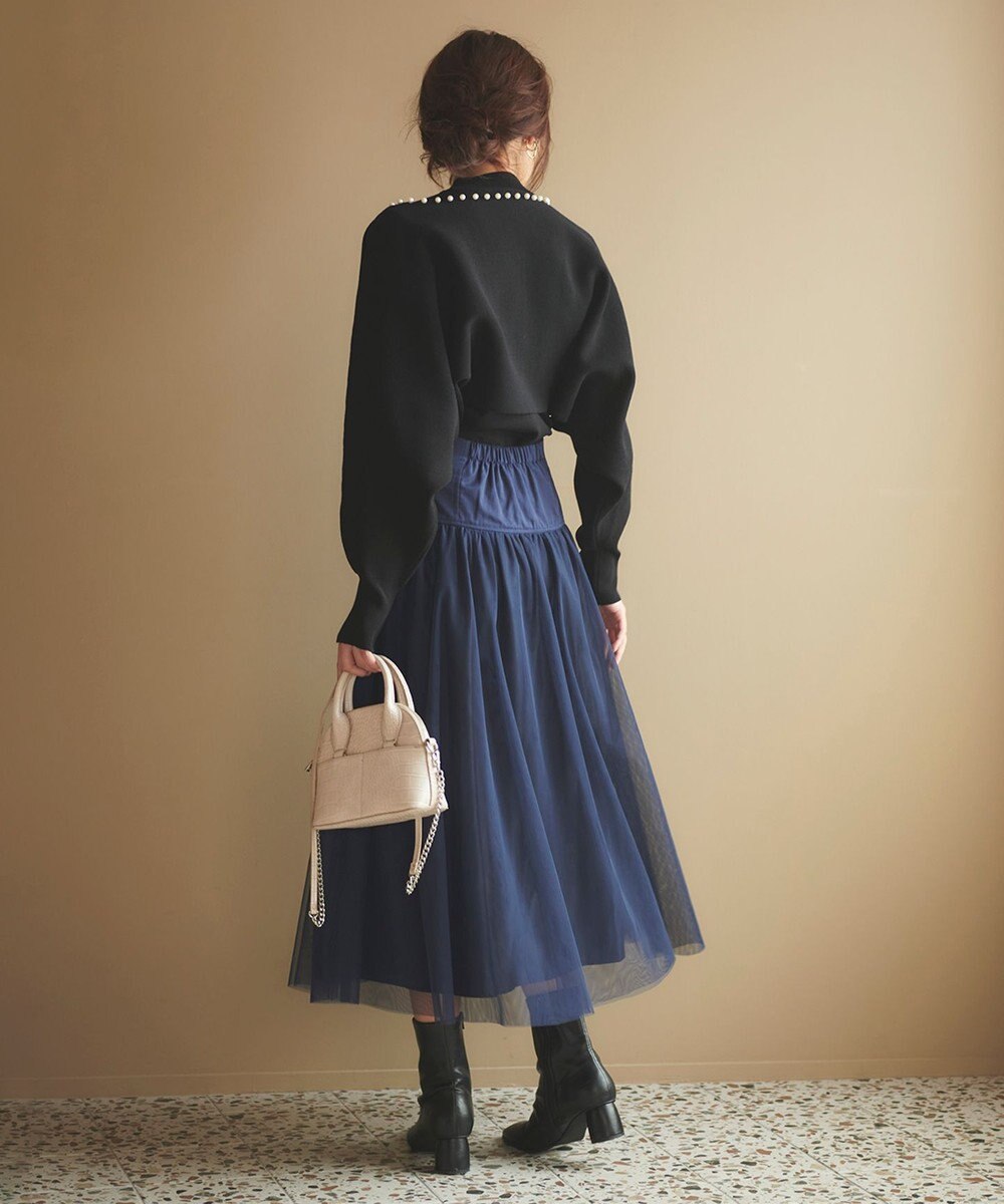 Feroux 【洗える・アンサンブル】パールポイントアンサンブル ニット 