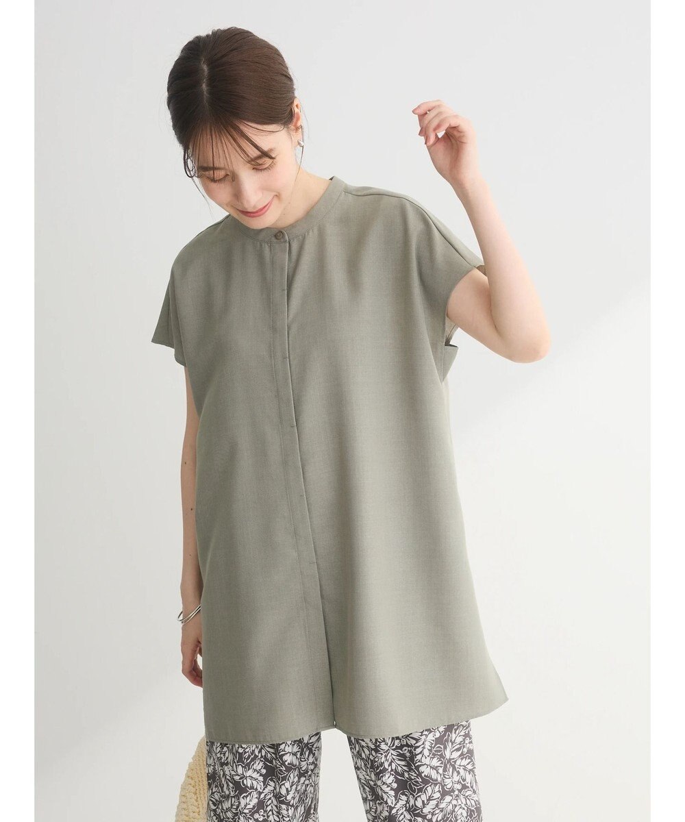 Green Parks 接触冷感　比翼ボタンチュニック 