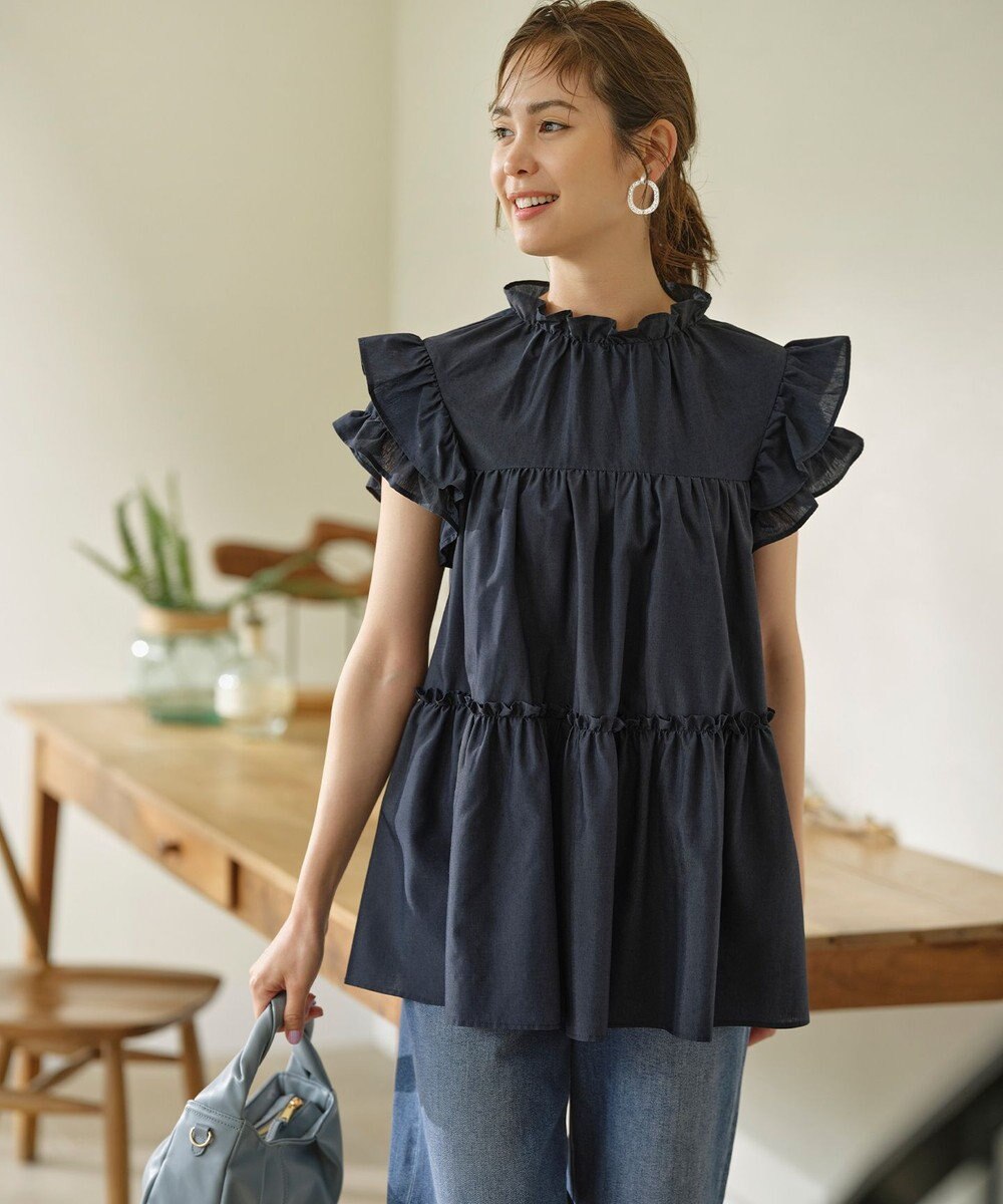 組曲 【WEB限定】ナイロンレーヨン チュニック ブラウス 