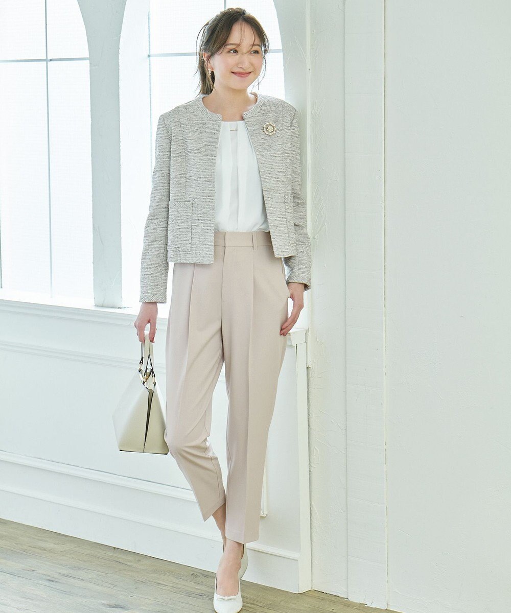 ANY L 【洗濯機可/ストレッチ/ウエストゴム/セットアップ可】イージーケアテーパードパンツ 