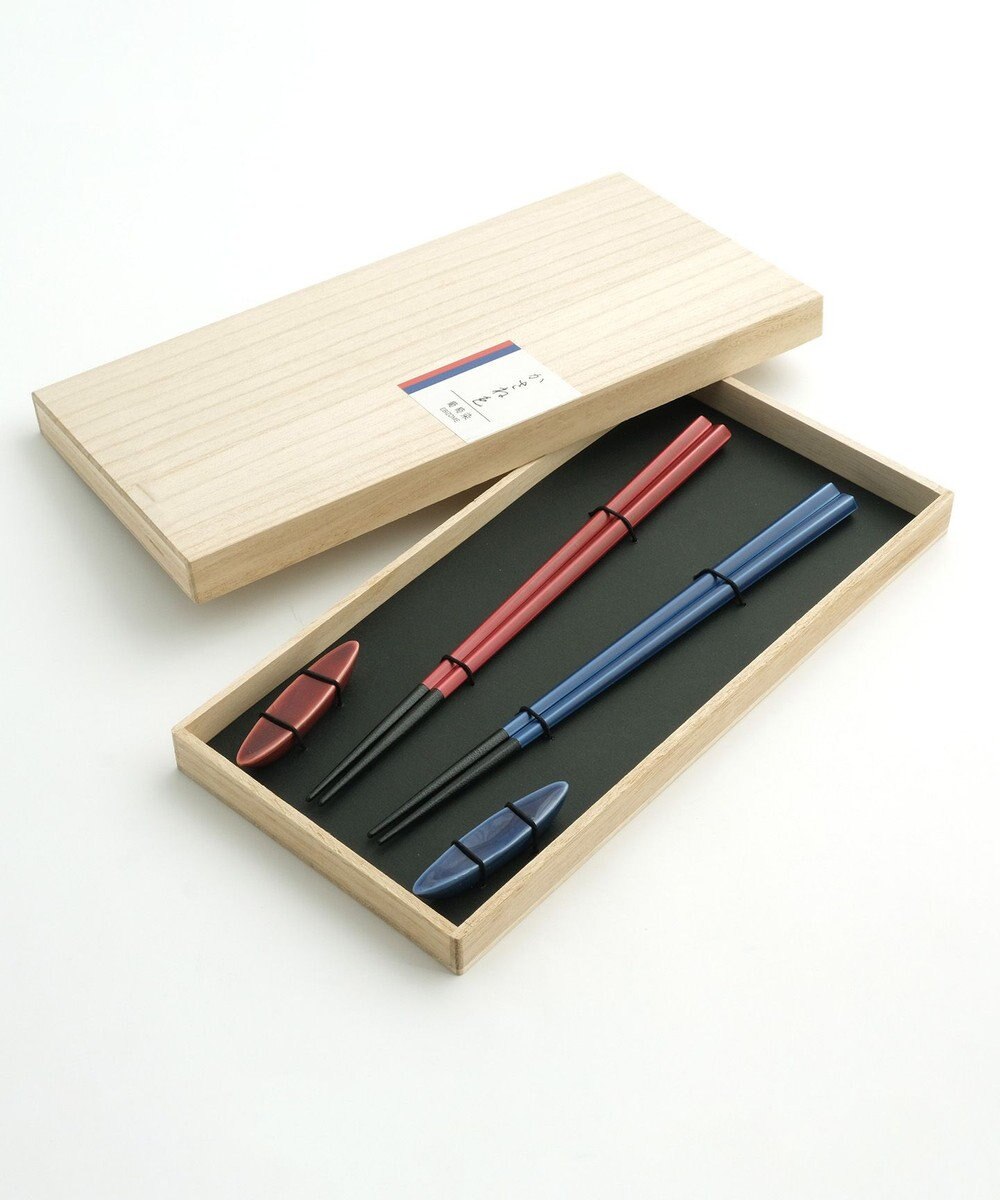 たち吉 【たち吉】かさね色箸・箸置セット葡萄染〈箸2膳・箸置2個〉 