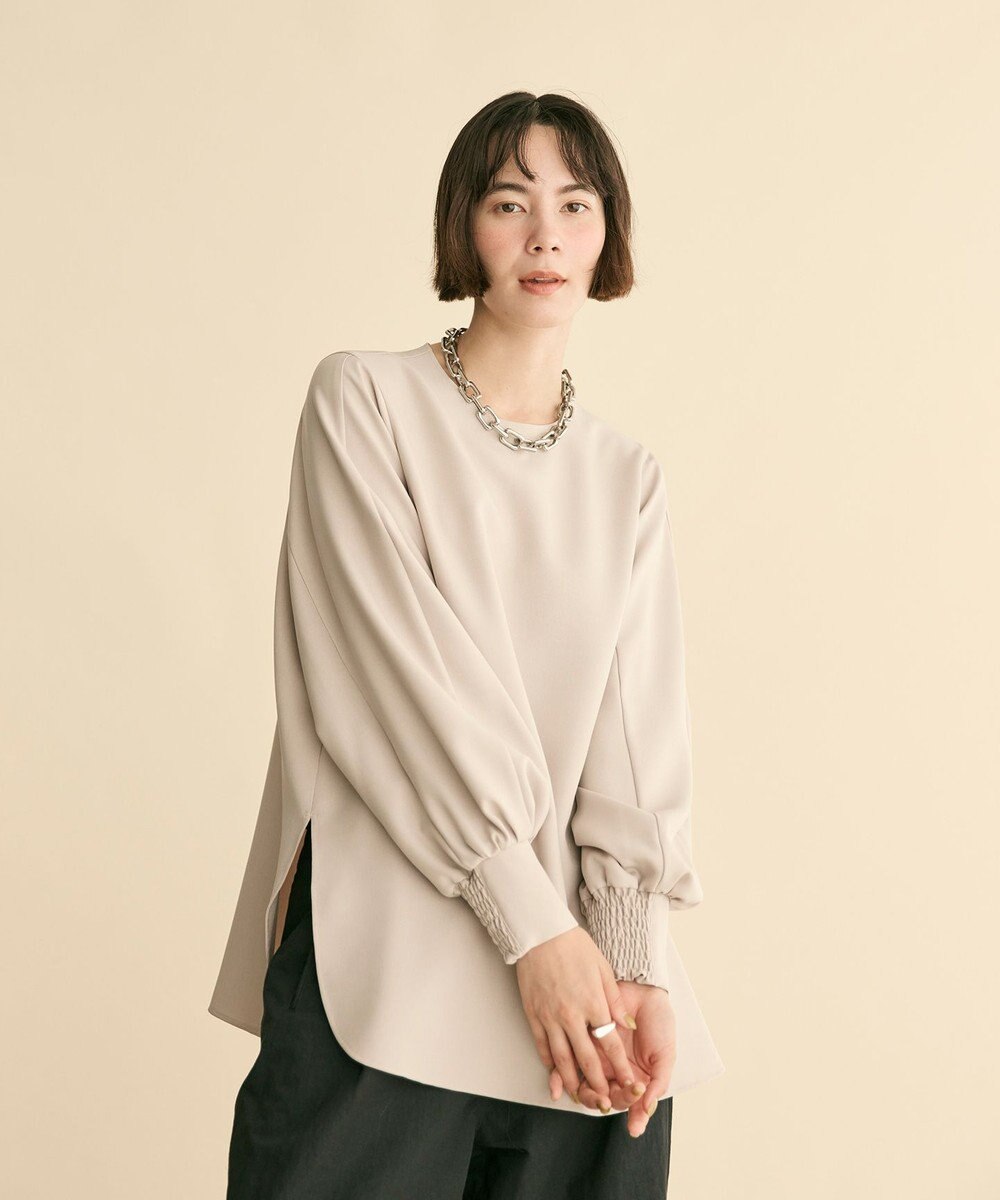 #Newans 【洗濯機可】シャーリングカフスパウダリーブラウス 
