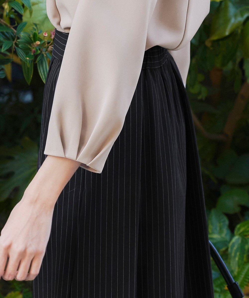 Tiaclasse L 【ダブルストレッチ】【洗える】タックパフ袖ブラウス 