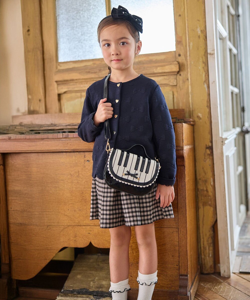 ANY KIDS リボン ジャガード カーディガン 