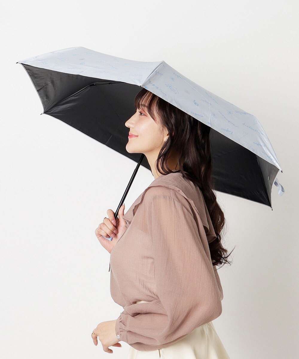 MOONBAT 【一級遮光/晴雨兼用】LANVIN en Bleu (ランバン オン ブルー) 折りたたみ日傘 ラインドローイング 遮光 遮熱 UV 