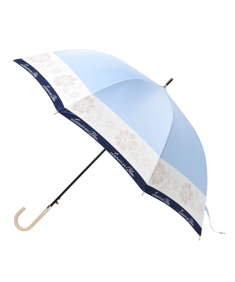 MOONBAT LANVIN en Bleu 【耐風】長傘 サテンプリントフラワー 