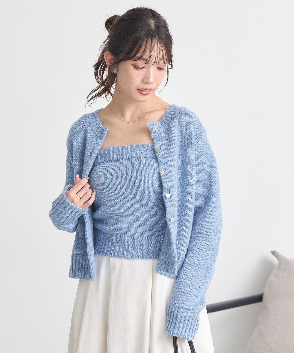 earth music&ecology 【セット2点】SET2点フラワースパンコールカーデ＋ビスチェ 