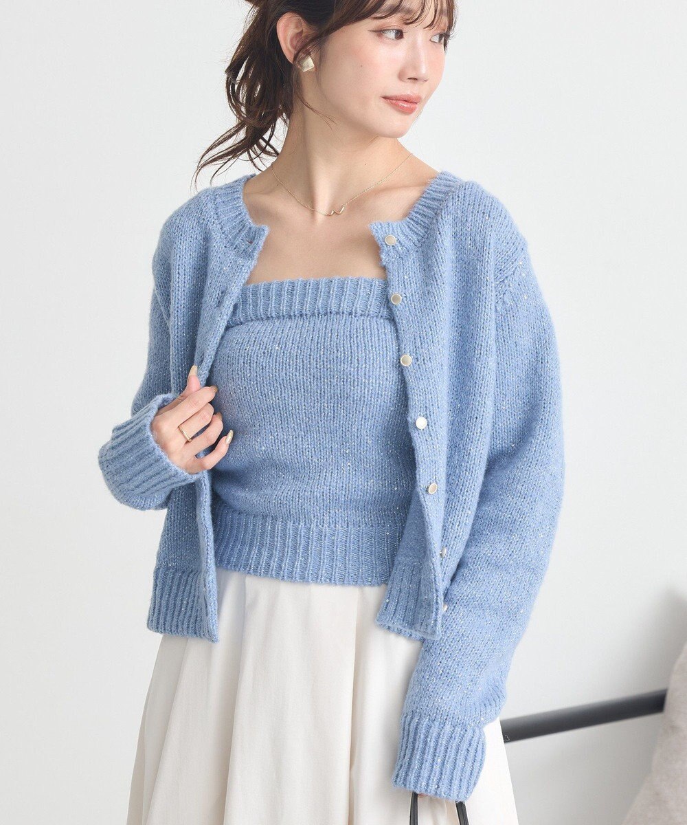 earth music&ecology 【セット2点】SET2点フラワースパンコールカーデ＋ビスチェ 