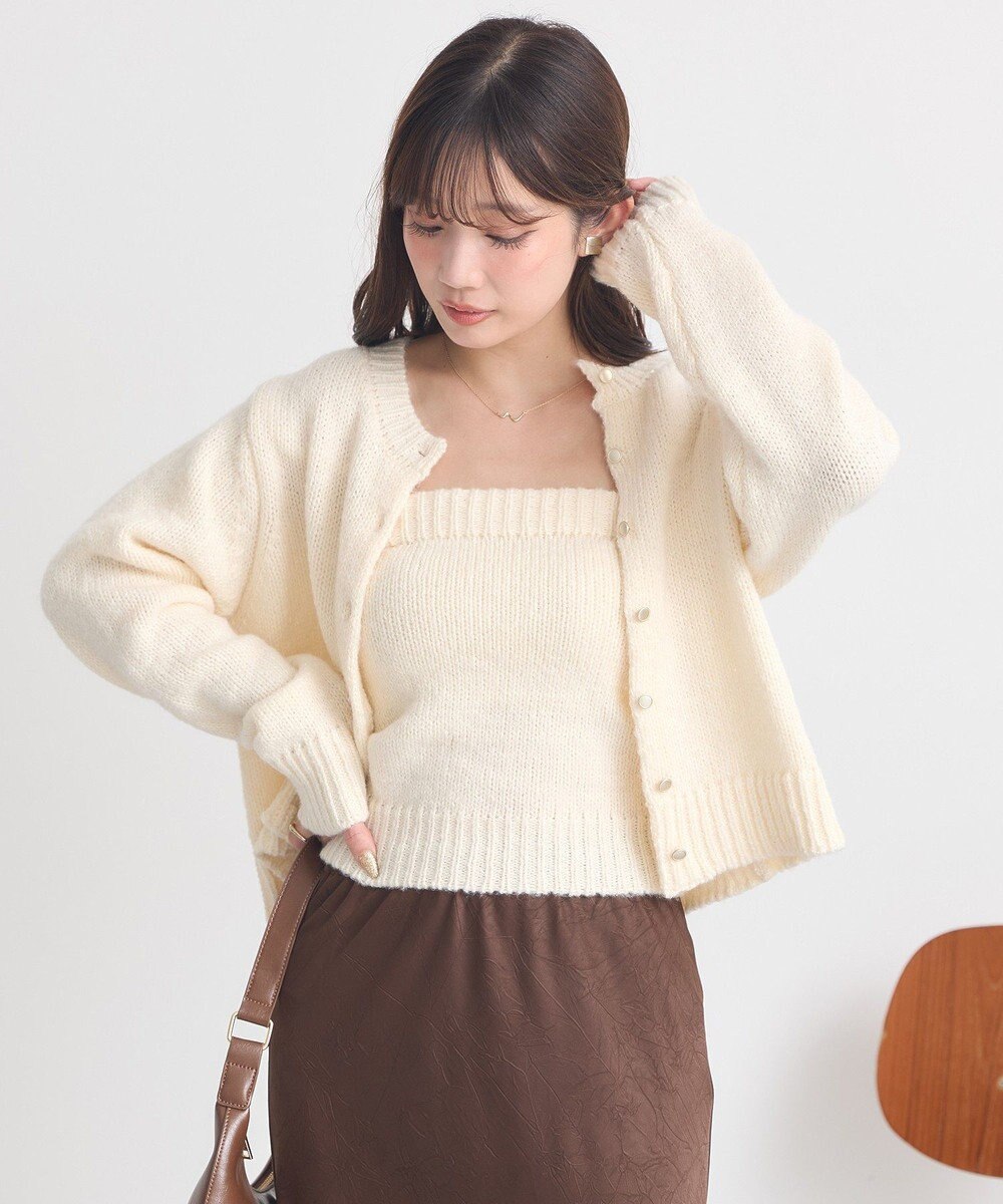 earth music&ecology 【セット2点】SET2点フラワースパンコールカーデ＋ビスチェ 