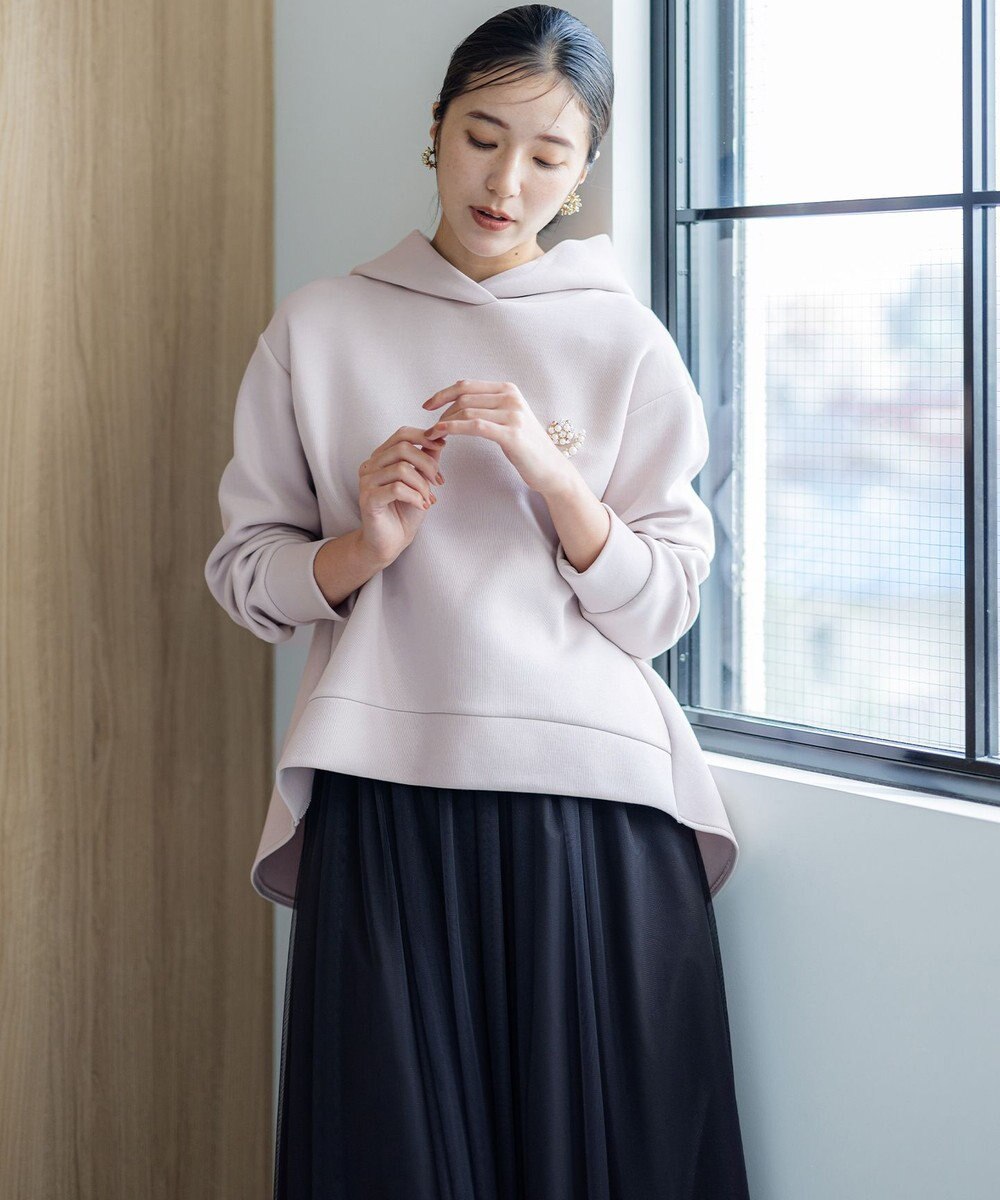 組曲 ダンボールジャージーバックフリル パーカー 