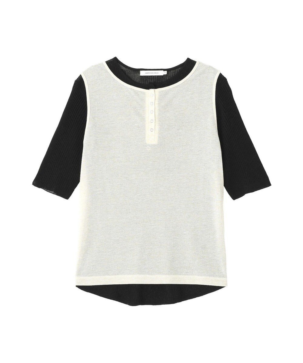 AMERICAN HOLIC 【2点セット】シアーリブヘンリーネックニット＋タンクトップ 