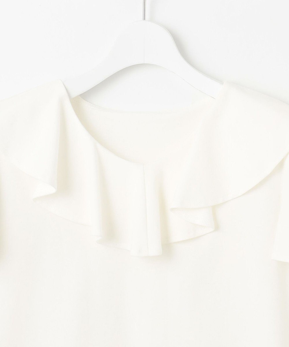 Feroux 【洗える・汗ジミが目立たない】ラッフル襟Tシャツ 