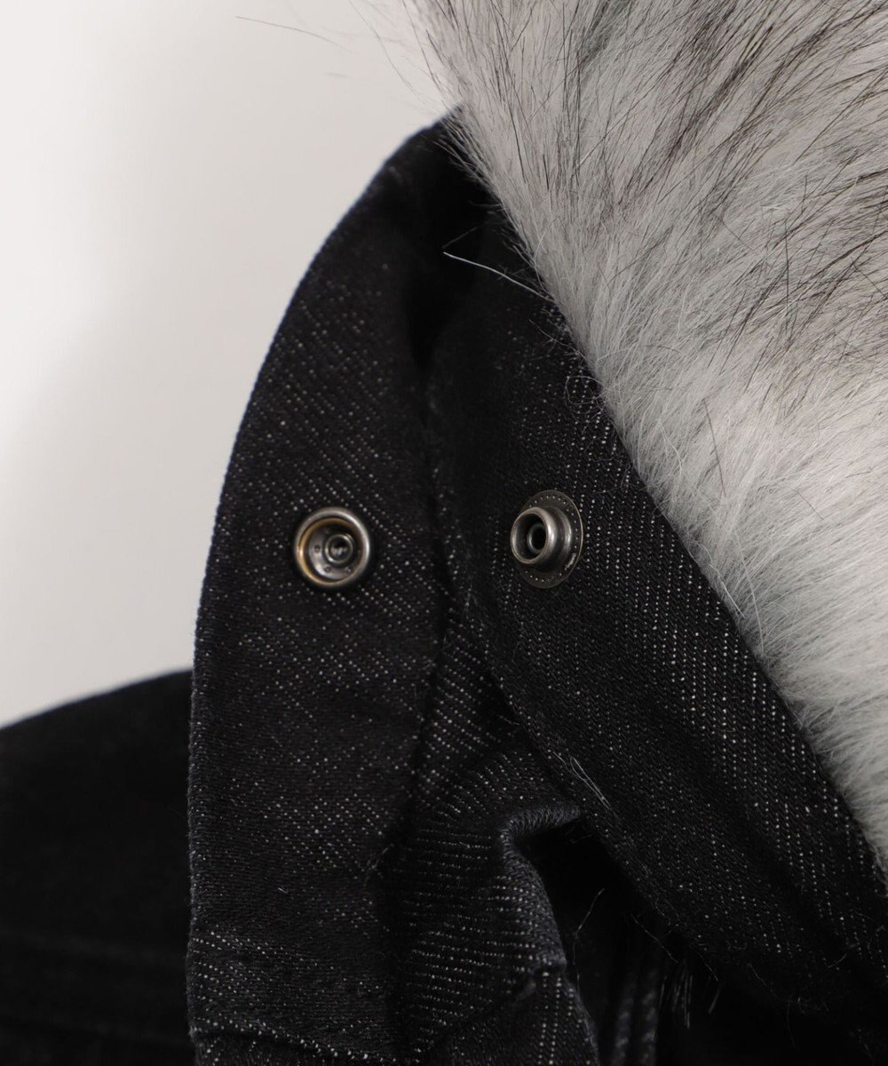 WEGO ファーフードスラッシュデニムブルゾン 