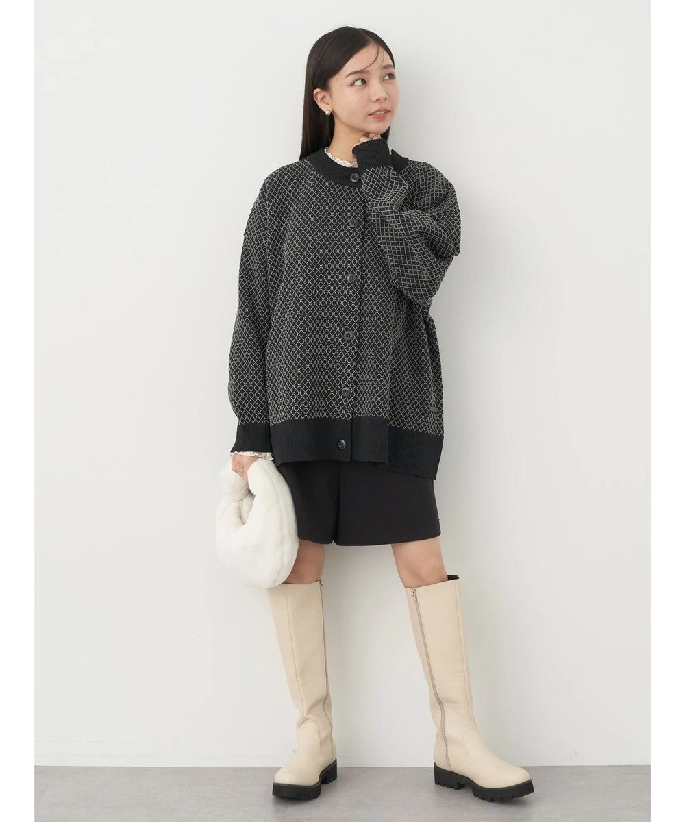 earth music&ecology ダイヤ柄ジャガードカーディガン 