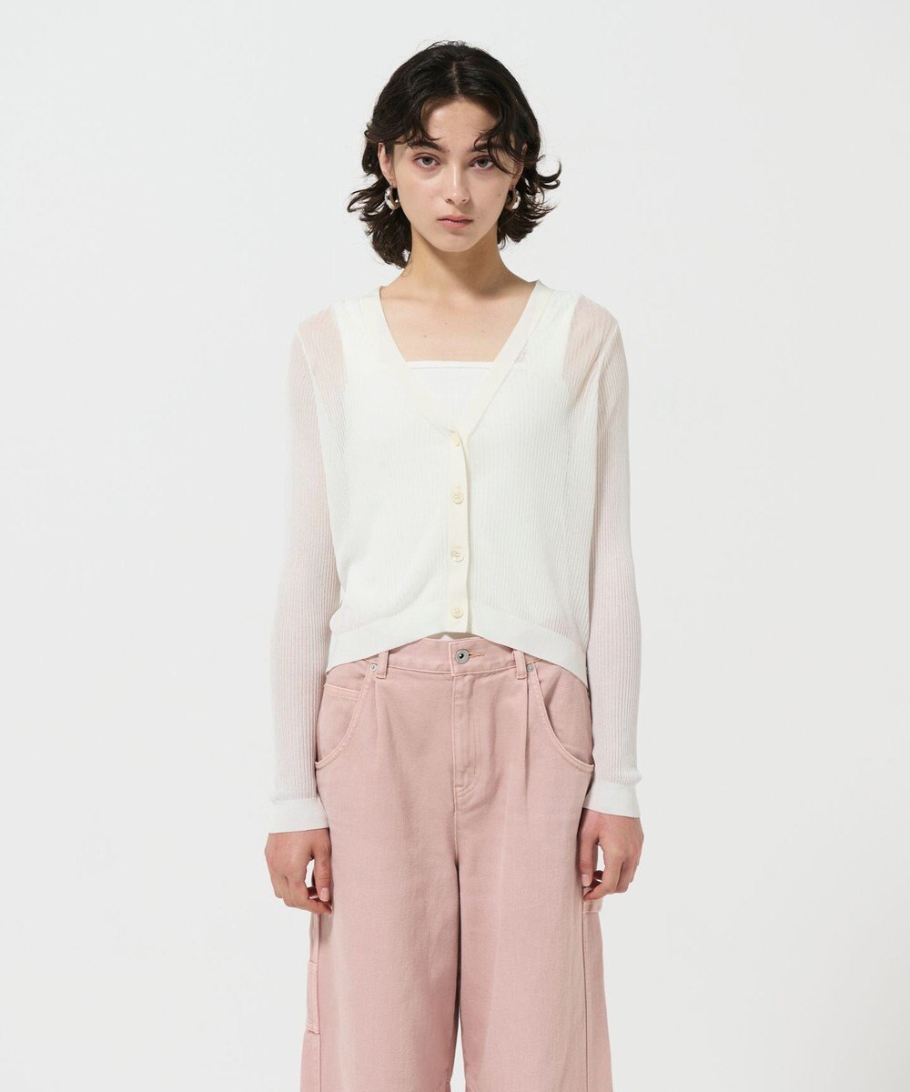 GRACE CONTINENTAL リブシアーニットカーディガン 