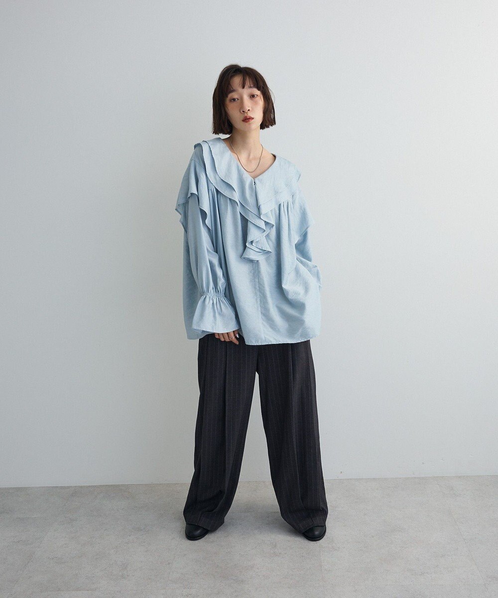 Green Parks ビッグカラーフリルブラウス 