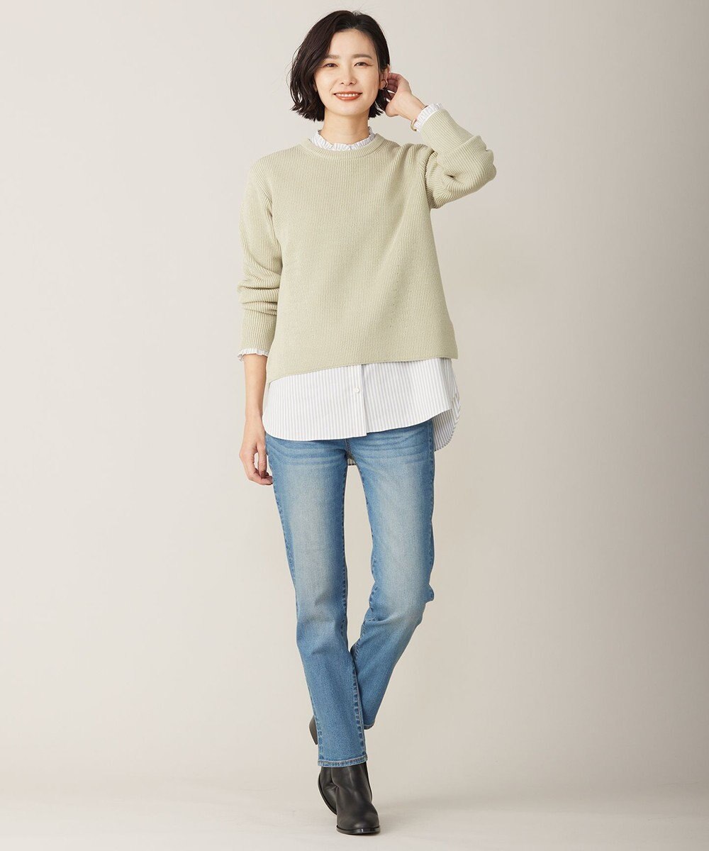 J.PRESS LADIES L 【WEB限定カラーあり・洗える】CLEAR COTTON BLEND サイドスリット ニット 