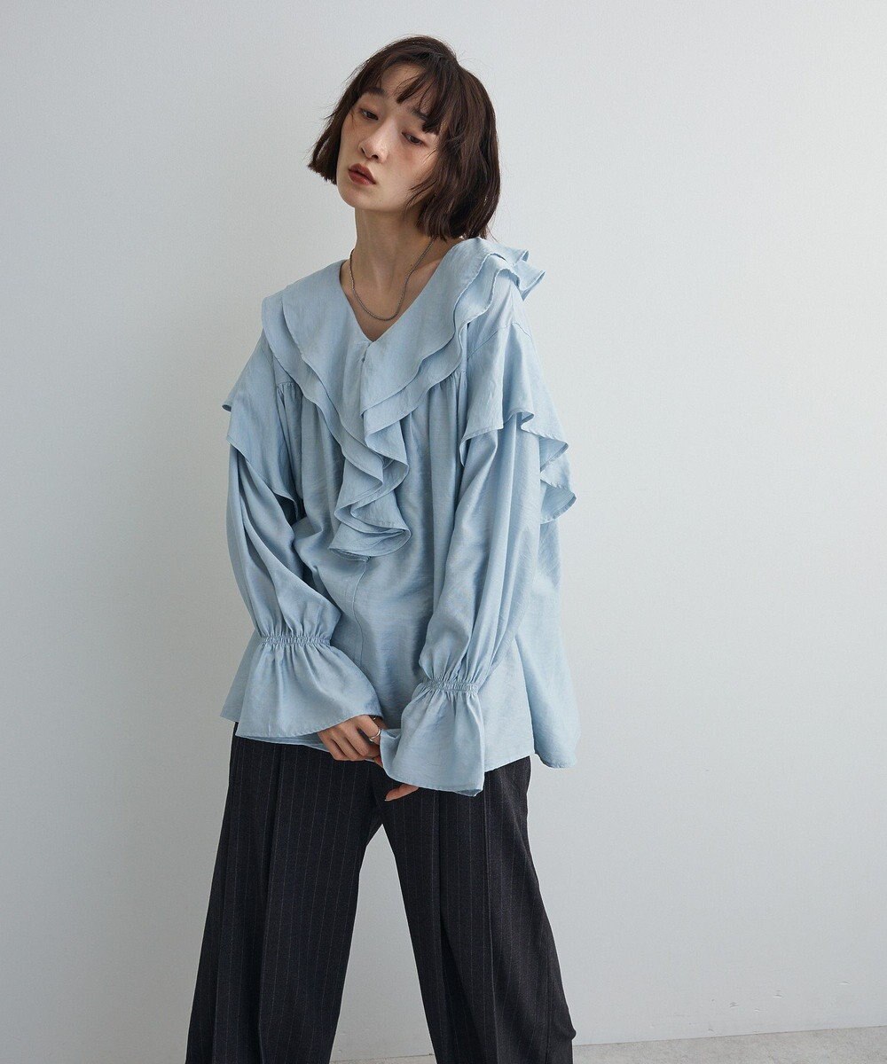 Green Parks ビッグカラーフリルブラウス 