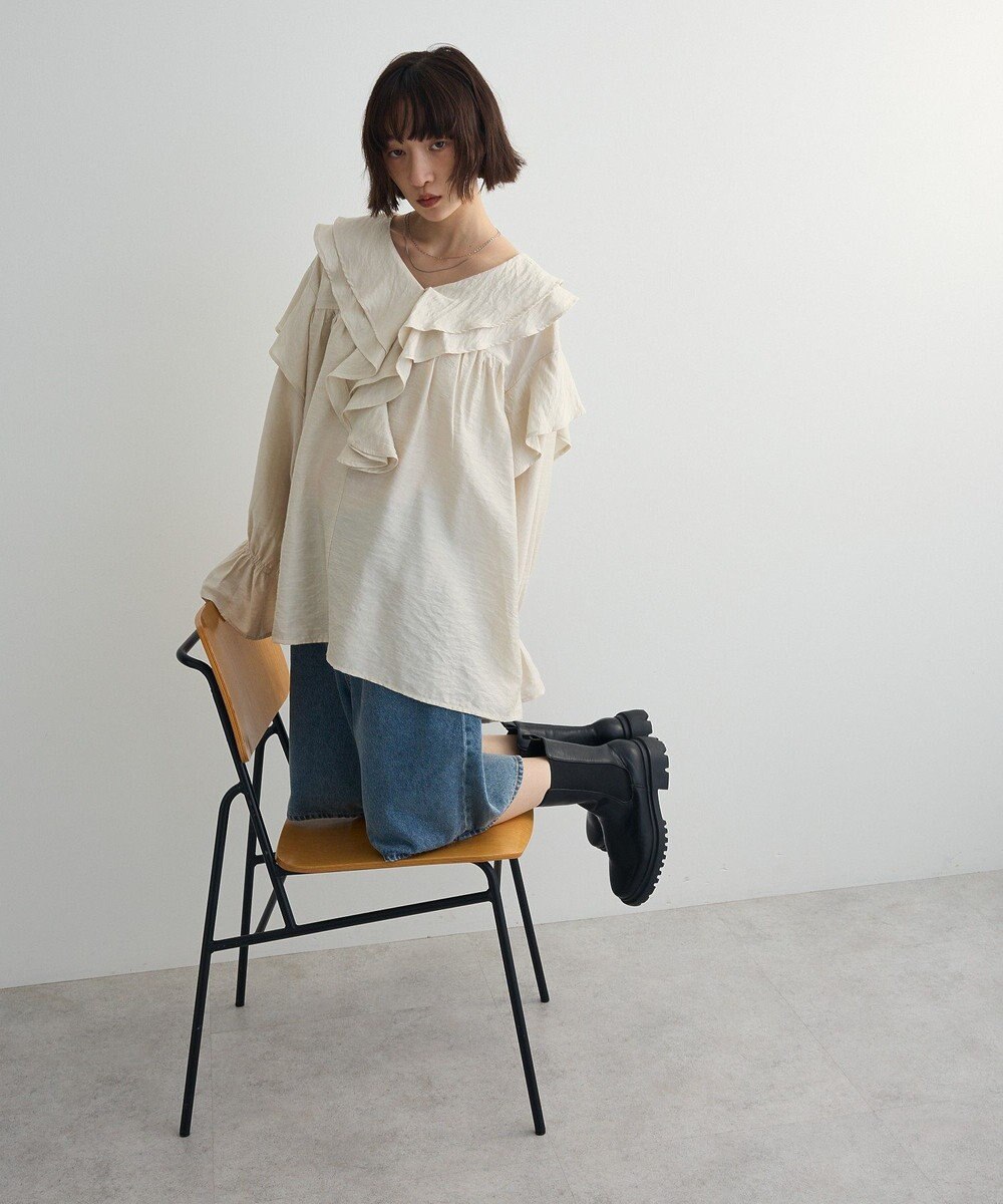 Green Parks ビッグカラーフリルブラウス 